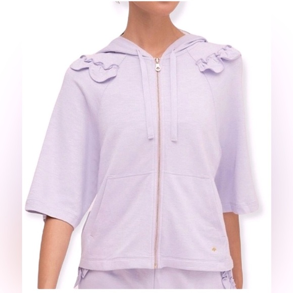 Kate Spade Athleisure Scalloped Lavender Ruffle Frozen Lilac Zip Up Hoodie XL - Picture 1 of 9